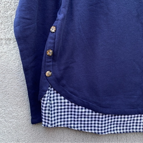 Izod 2-fer Button Accent Peacoat Sweatshirt Blue Gingham Plaid Long Sleeve Sz XL - Picture 3 of 11